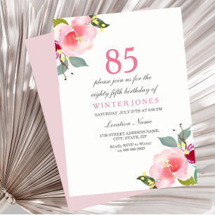 Elégant rose floral 85e anniversaire Invitation de