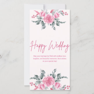 Elégant rose Floral Bonne carte Mariage