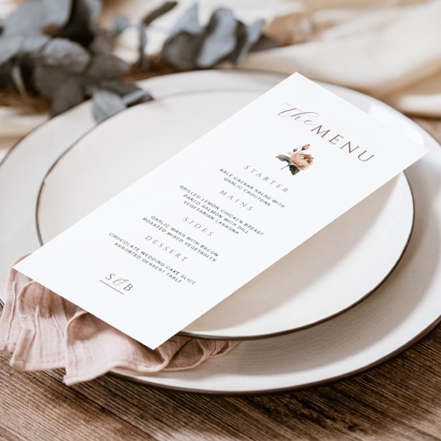 Élégant Rose Floral Minimal Le Menu (Créateur téléchargé)