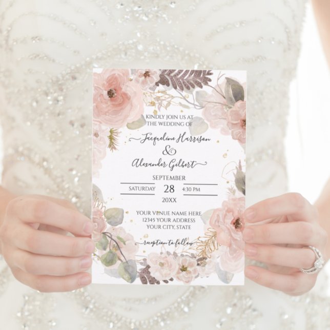 Elégant Rose Floral Or Eucalyptus Feuilles de verd (Créateur téléchargé)