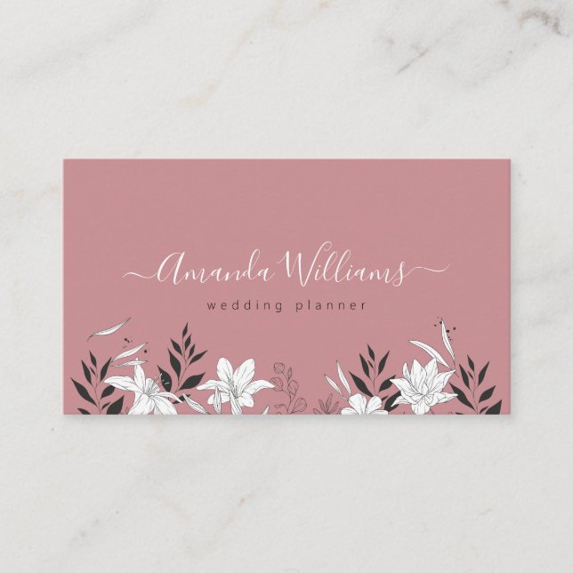 Élégant Rose Floral QR Code Carte de visite (Devant)