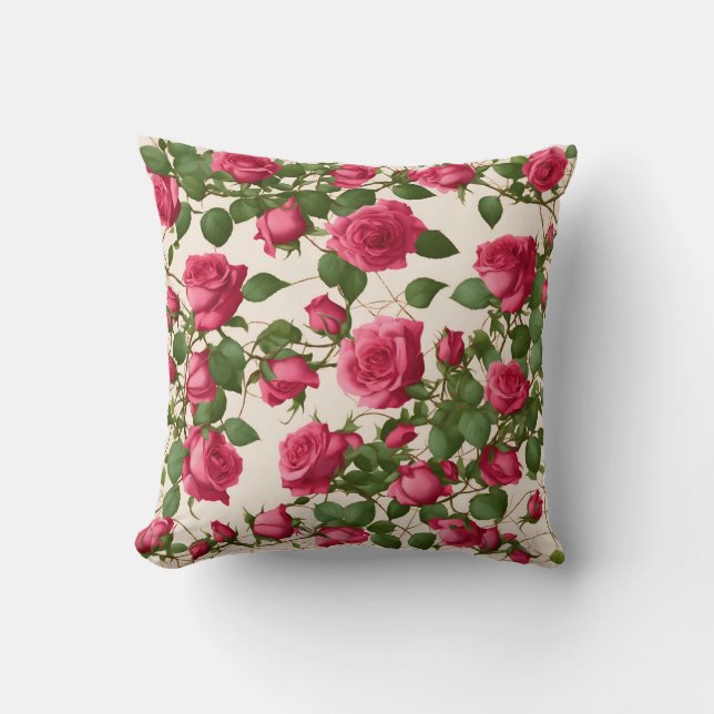 "Elégant Rose Flower Design Jeter Oreiller - Une T (Recto)