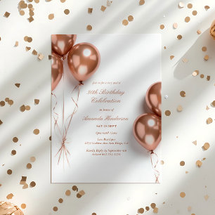 Elégant Rose Gold Balloon Invitation de fête d'ann