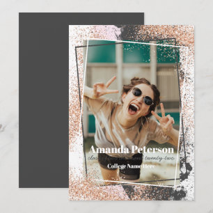 Élégant Rose Gold Confetti Faire-part de graduatio