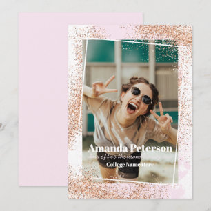 Élégant Rose Gold Confetti Faire-part de graduatio