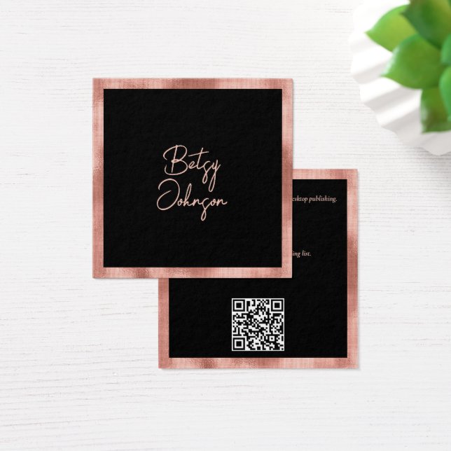 Élégant Rose Gold Foil et Black Carte de visite (Bureau)