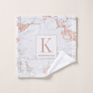 Élégant Rose Gold Foil Monogramme en marbre