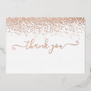 Élégant Rose Gold Foil Script Carte de remerciemen
