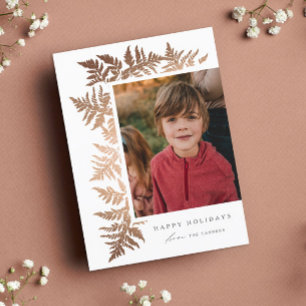Elégant Rose Gold Garland Photo Holiday Card