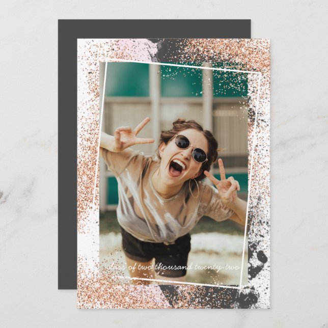 Élégant Rose Gold Graduation Party Invitation (Devant / Derrière)