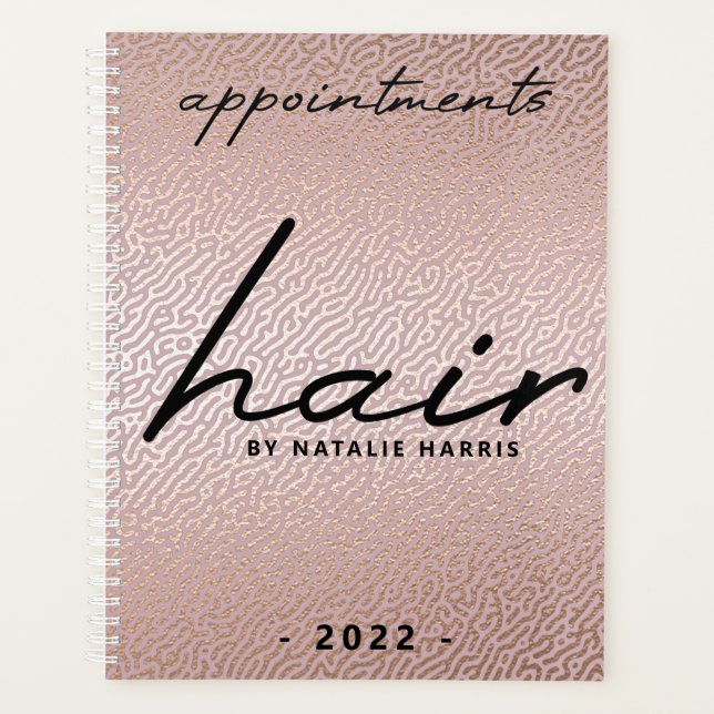 Elégant Rose Gold Hair Chic Nomination Book (Devant)