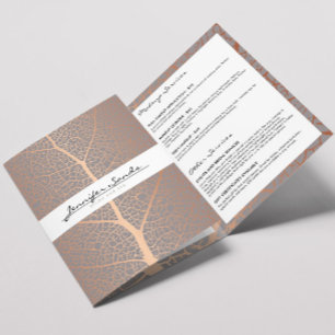 Elégant Rose Gold Leaf Tree Motif Salon Brochure