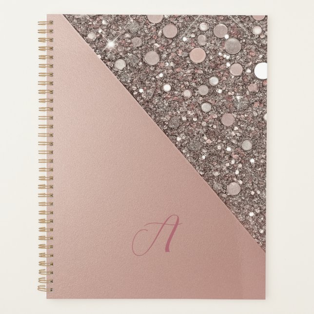 Elegant Rose Gold Monogram Planner (Devant)