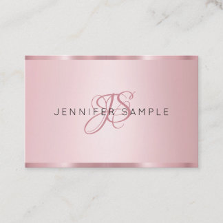Élégant Rose Gold Monogramme Carte de visite moder