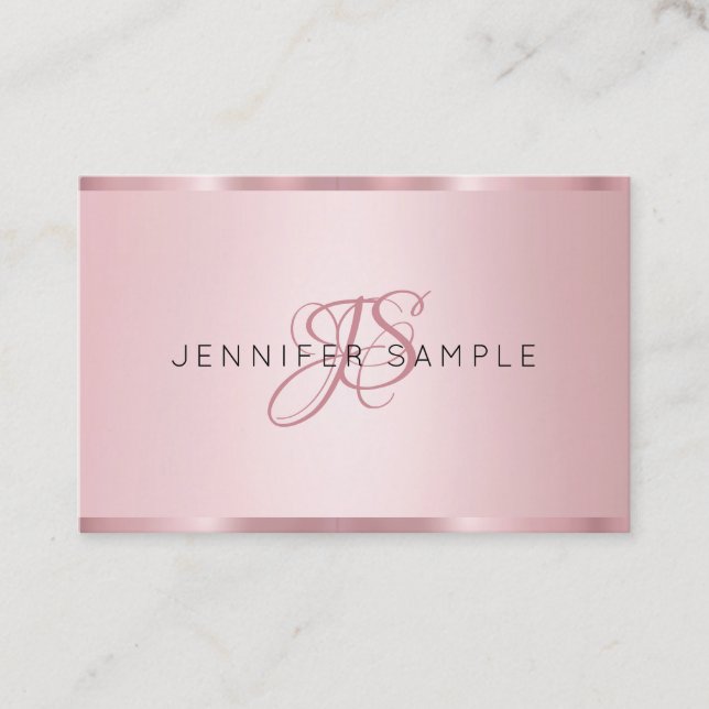 Élégant Rose Gold Monogramme Carte de visite moder (Devant)