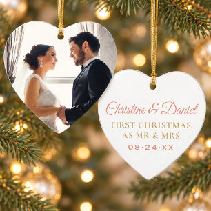 Élégant Rose Gold Newlyweds Mariage Photo