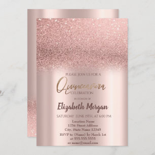 Elégant Rose Gold Ombre Quinceañera Invitation