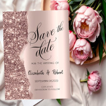 Élégant rose gold pailleté écriture Save The Date