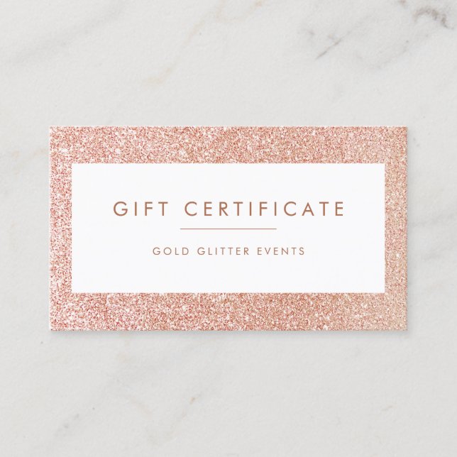 Elégant Rose Gold Parties scintillant carte cadeau (Devant)