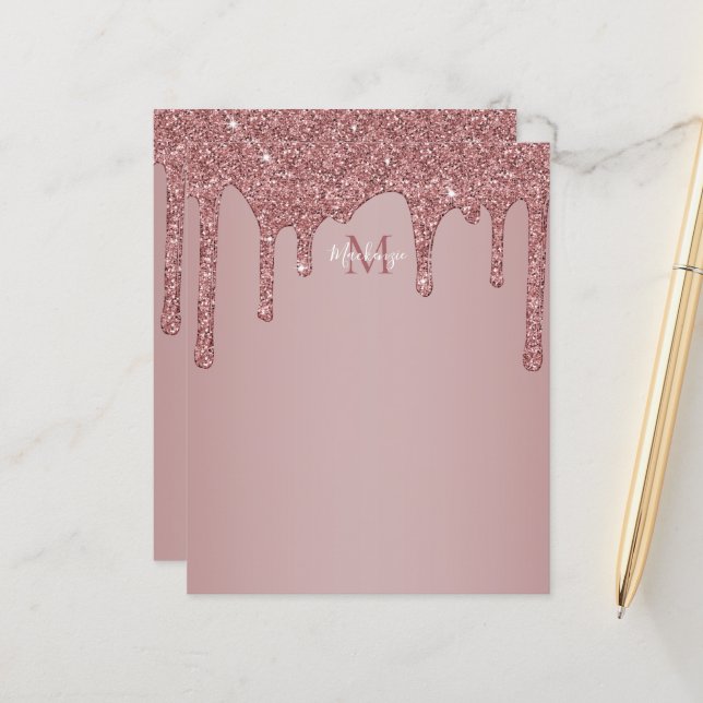 Élégant Rose Gold Sparkle Parties scintillant  Mon (Devant/Arrière en situation)
