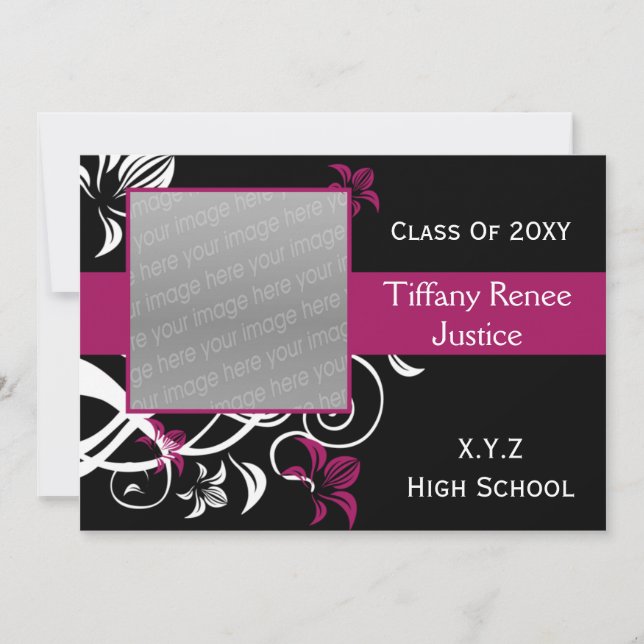 élégant rose Graduation photo Invitation (Devant)