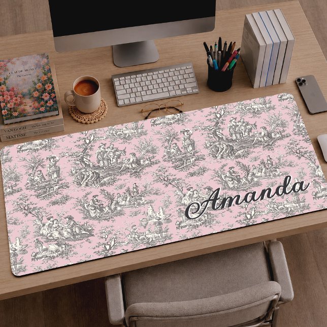 Élégant Rose Gris Monogram Toile de Jouy (Créateur téléchargé)