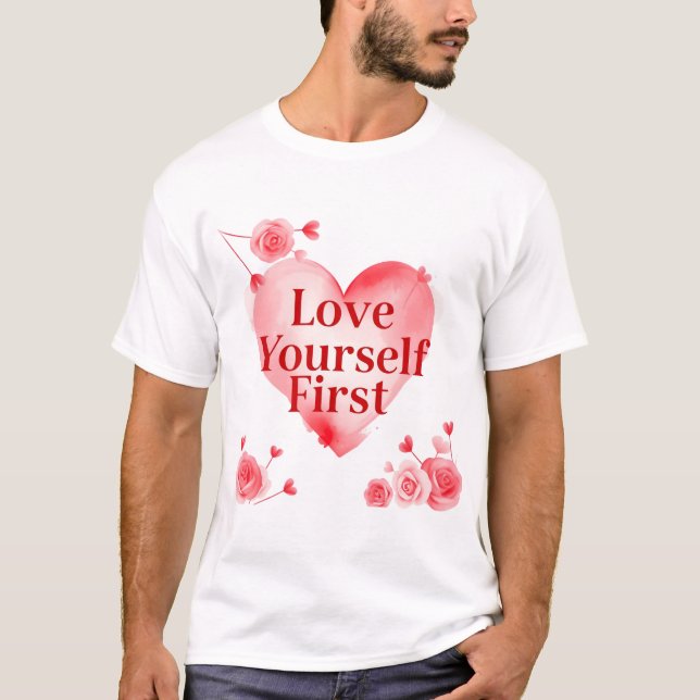 Elégant Rose Heart Design Homme's Basic T-Shirt (Devant)