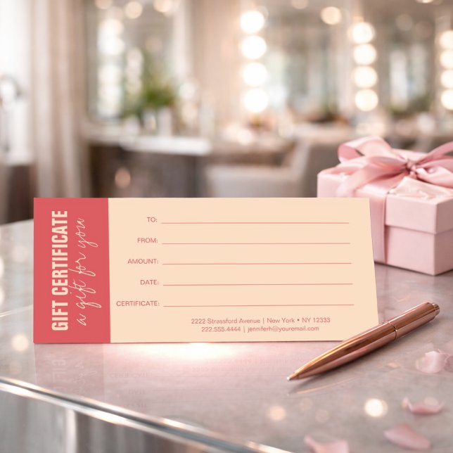 Elegant Rose & Ivory Business Gift Certificate (Créateur téléchargé)