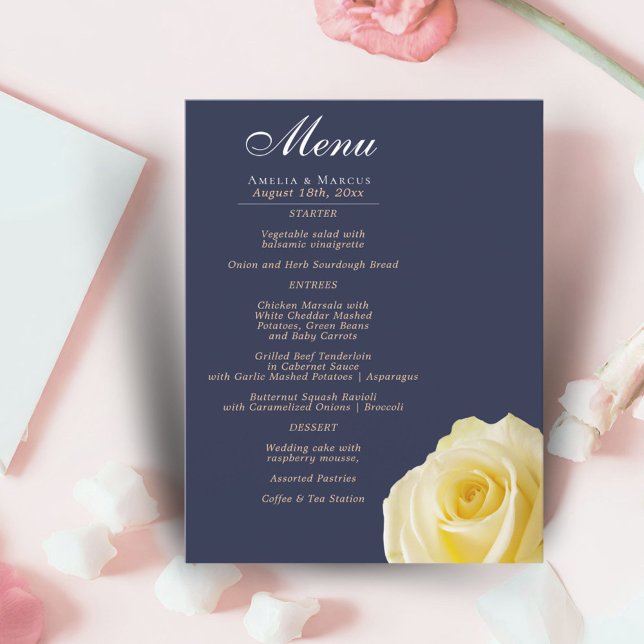 Elégant Rose jaune Fleur Floral Menu Mariage (Créateur téléchargé)