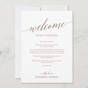 Élégant Rose Mariage or Bienvenue Lettre Itinérair