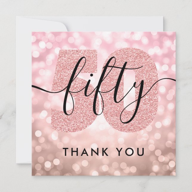 Elégant Rose moderne Gold 50e anniversaire Merci (Devant)