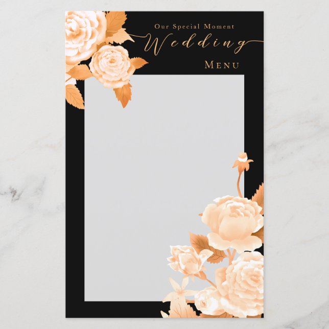 Élégant Rose or - Menu Mariage noir (Devant)