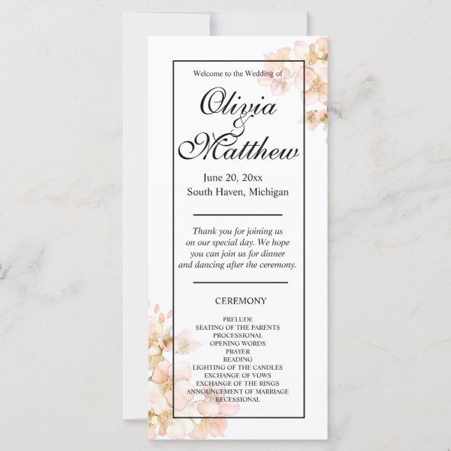 Élégant rose Orange fleurs florales élégant script (Devant)