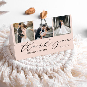 Élégant rose pâle 3 photo Collage Merci