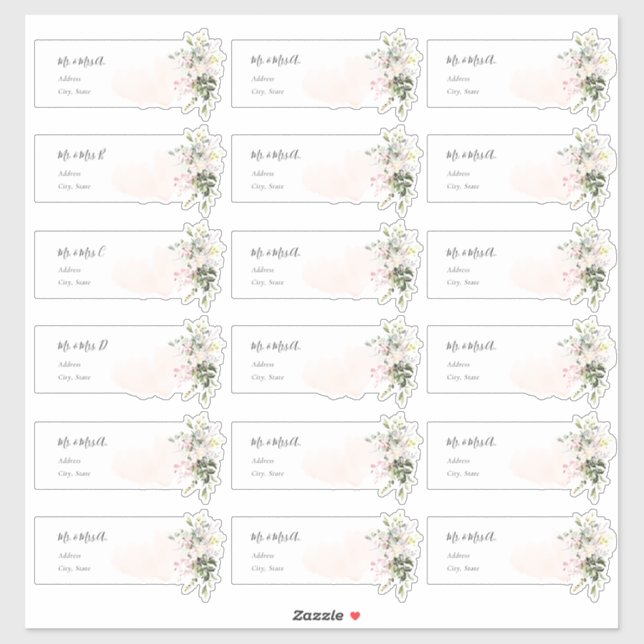 Élégant rose pâle Eucalyptus Étiquettes de adresse (Feuille)