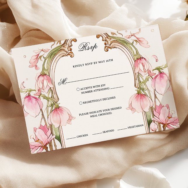 Élégant rose pâle rose floral Rsvp avec choix de r (Créateur téléchargé)