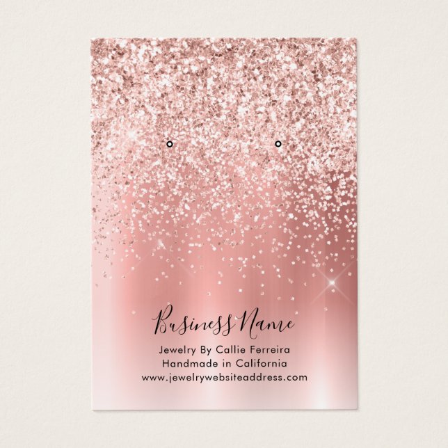 Elégant Rose Parties scintillant or Earring Carte  (Devant)