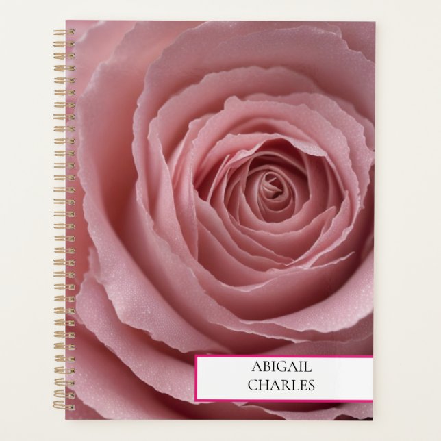 Élégant rose, Planificateur Spiral Noir (Devant)