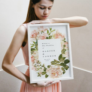 Élégant Rose Romance Mariage Accueil Poster