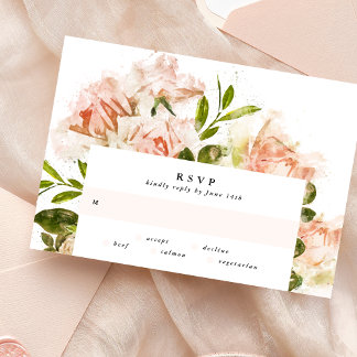 Elégant Rose Romance Watercolor Wedding Carte RSVP