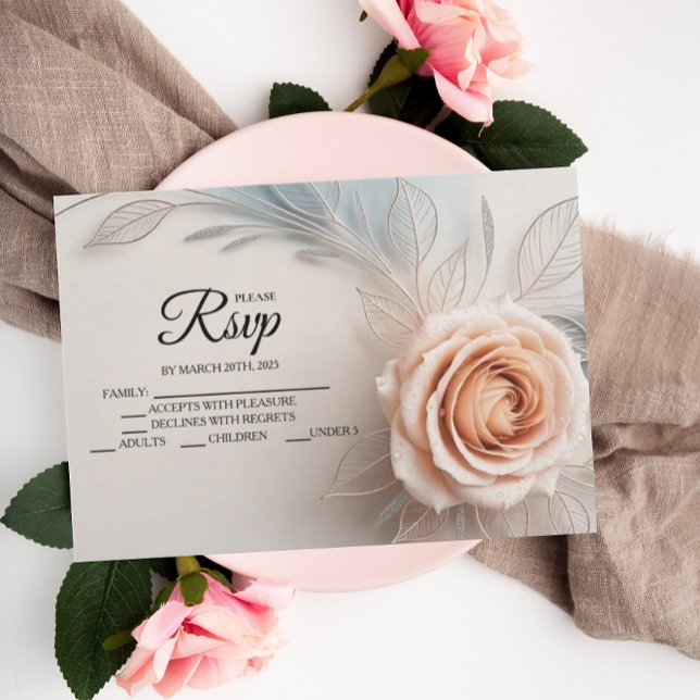 Elégant Rose Rose Dew Drops Designer Cartes RSVP (Créateur téléchargé)