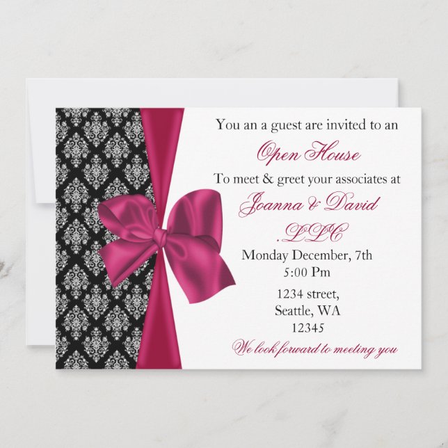 élégant rose rose élégant Invitation d'entreprise (Devant)