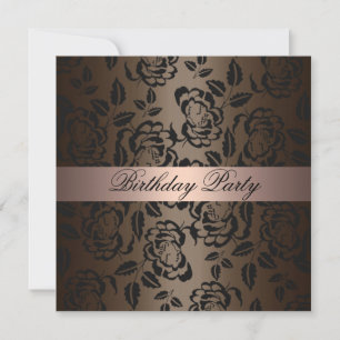 Élégant Rose rose et Brown Invitation d'anniversai