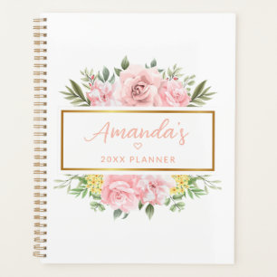 Élégant Rose Rose Floral Nom personnalisé