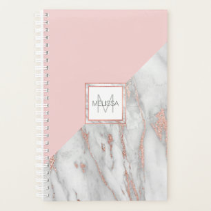Élégant Rose rose or huile marbre gris MONOGRAM