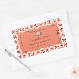 Elégant rose Roses Blanc Étiquettes d'emballage de