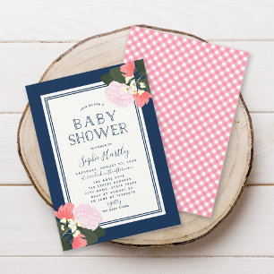 Elégant rose Roses Floral Baby shower Invitation