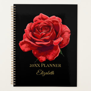 Élégant Rose rouge Design Personnalisé Texte d'or