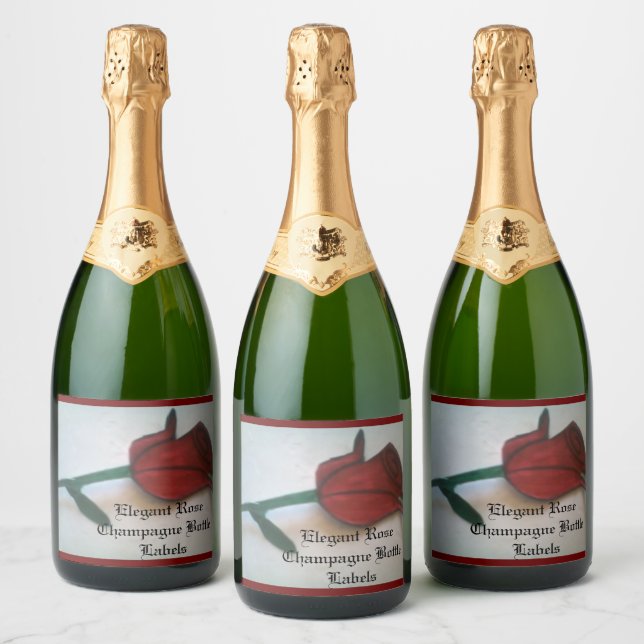 Élégant Rose Sparkling Wine Bottle Étiquettes sets (Bouteilles)