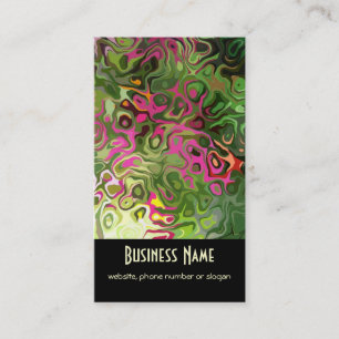 Élégant rose, vert, crème, Carte de visite noir